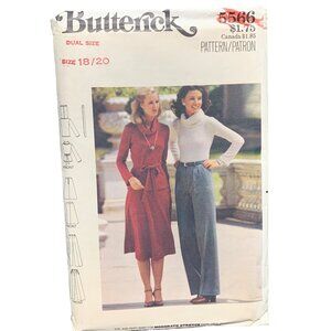 Butterick 5566 Vintage Sewing Pattern Shirt Skirt Pants Dual Size 18/20 1970s